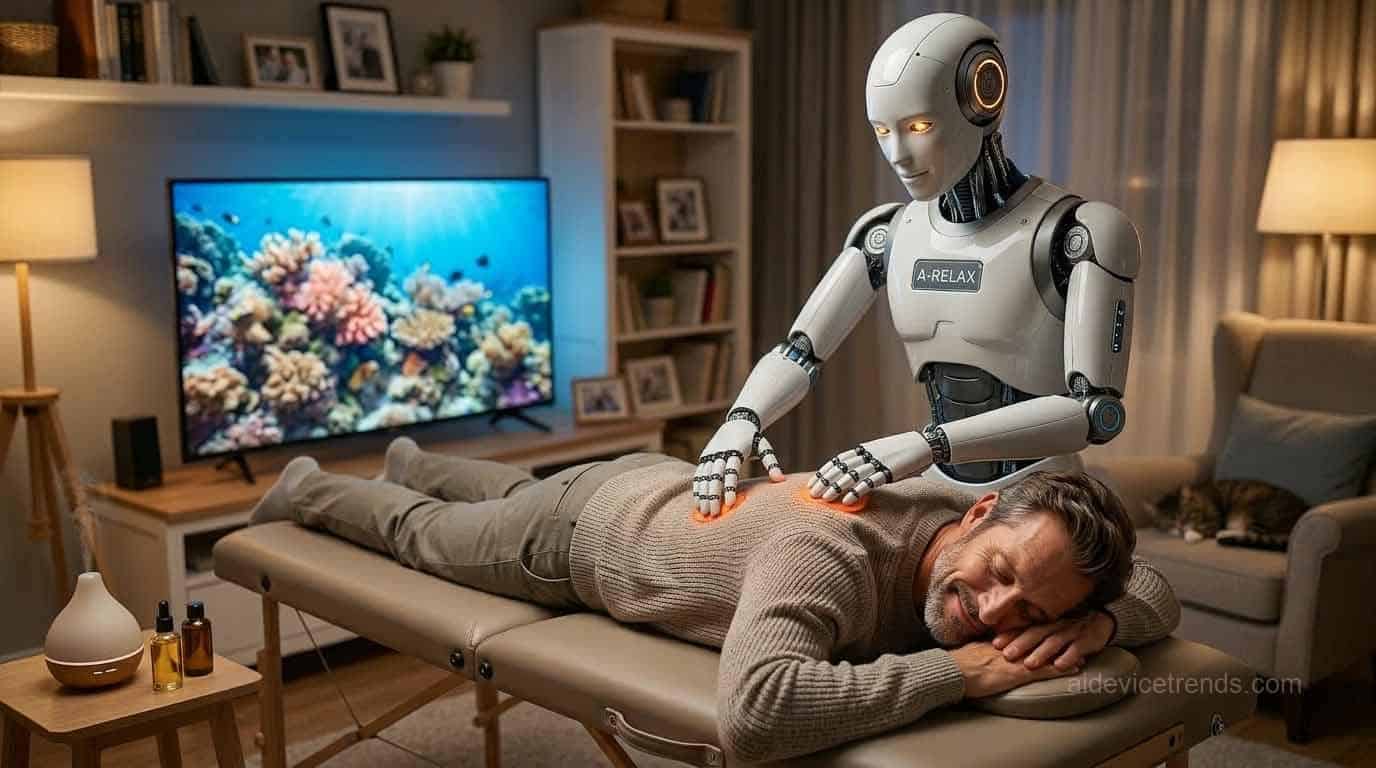 An AI-powered robot gives a man a relaxing massage An AI-powered robot gives a man a relaxing massage