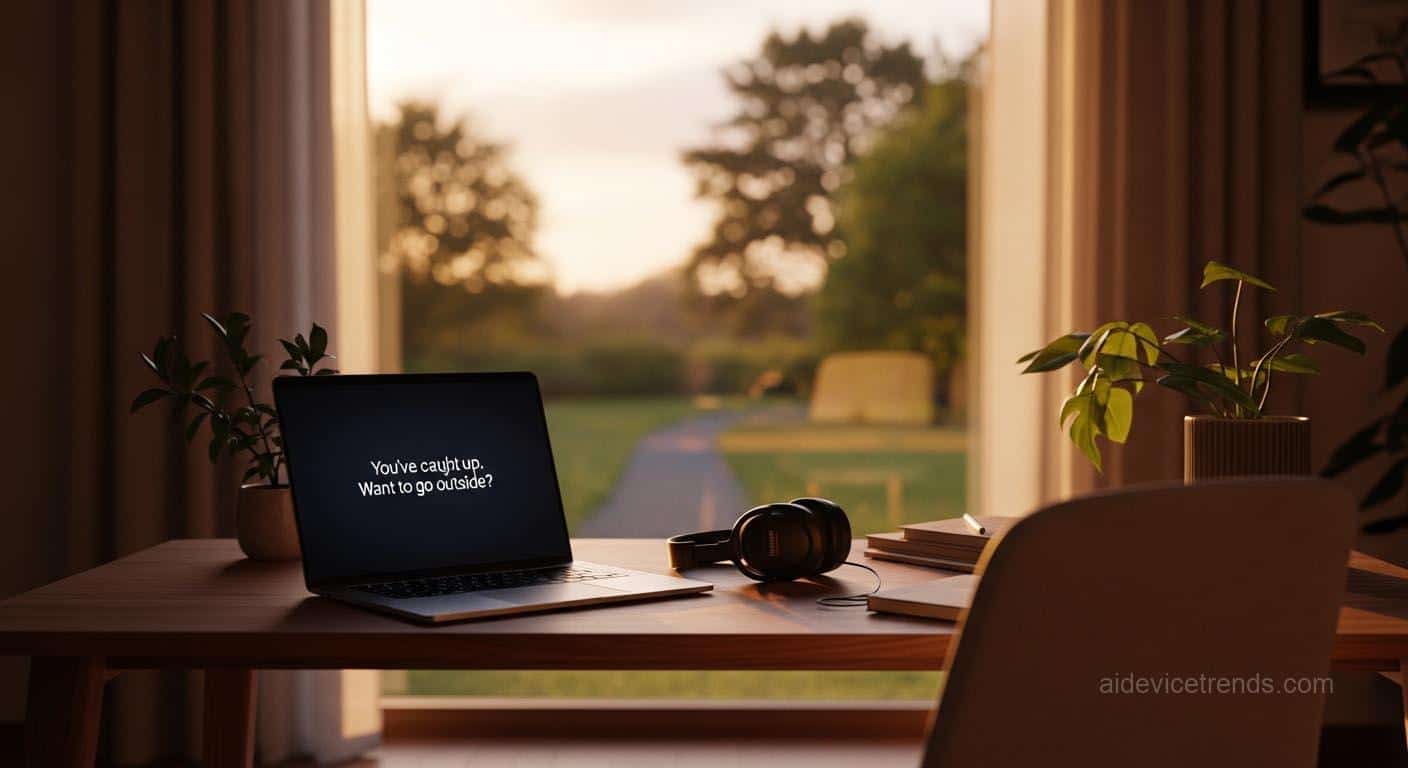 An empty desk at sunset