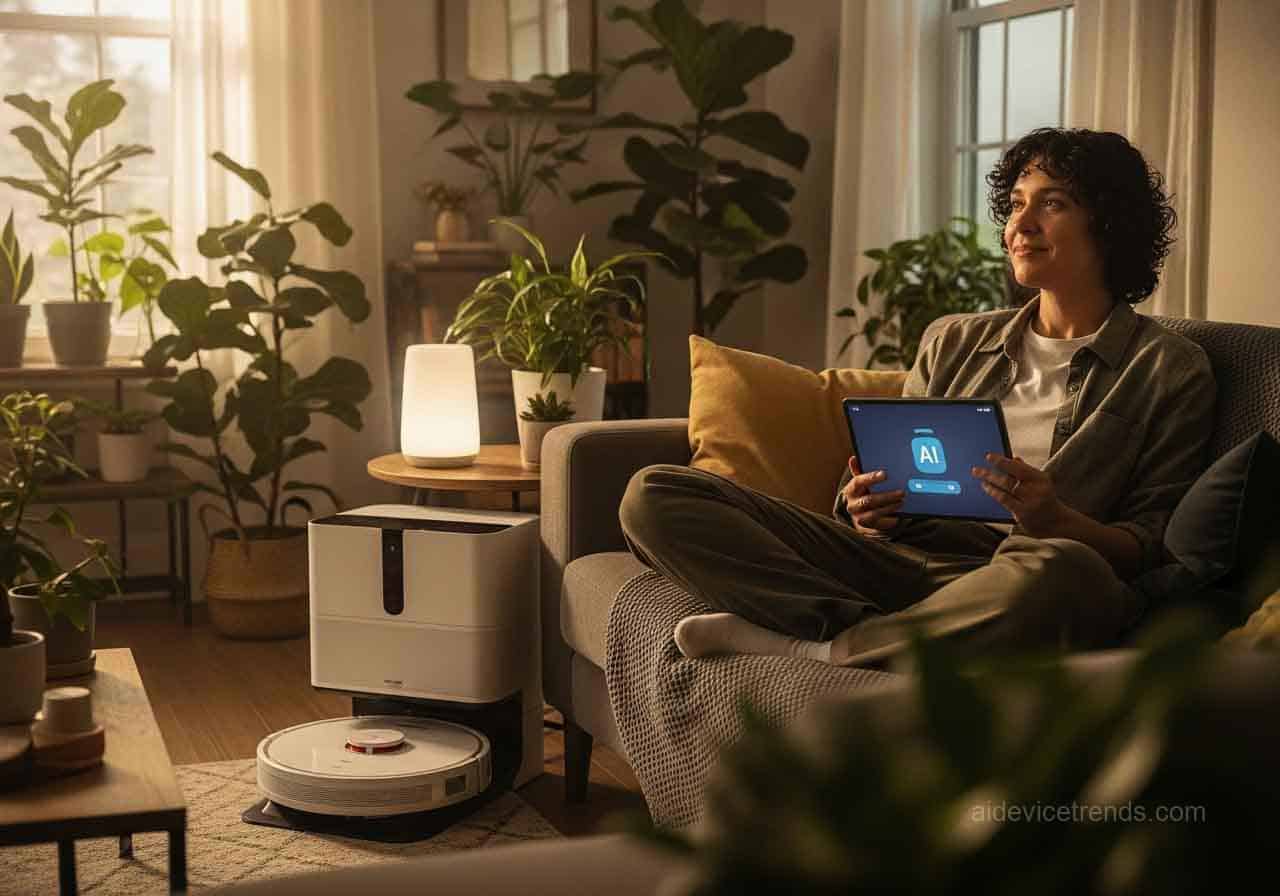woman at home with AI