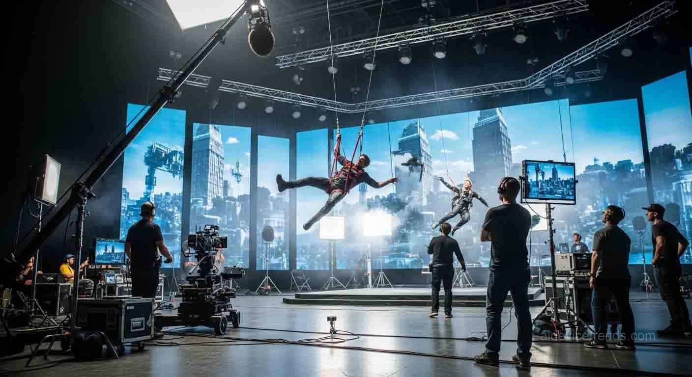 acrobatic action scene