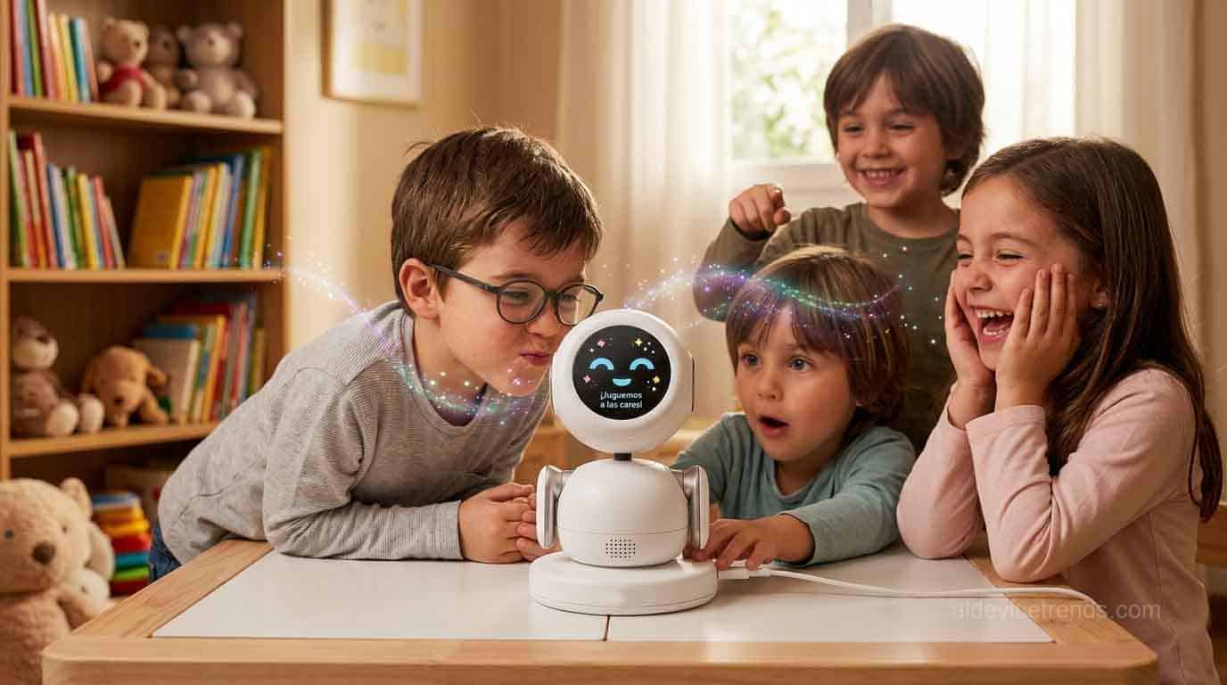 children and robot pet playing children and robot pet playing