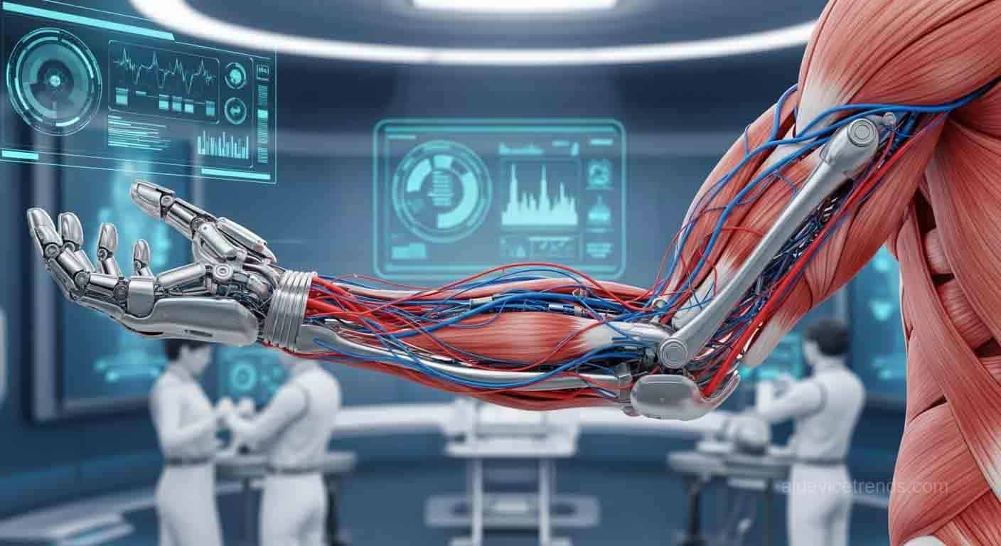 human arm with artificial components